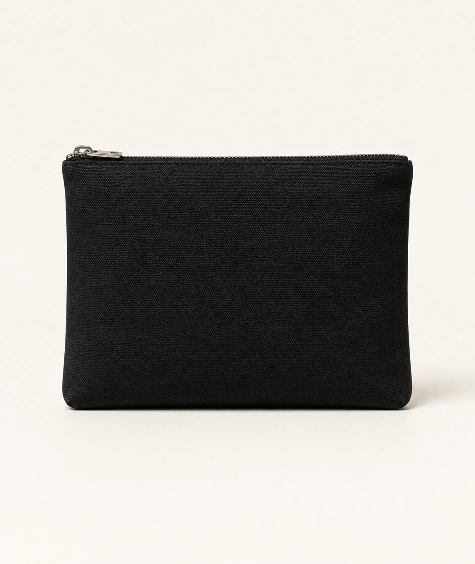 Pouch Canvas Premium Custom Nama & Logo – Resleting Silver