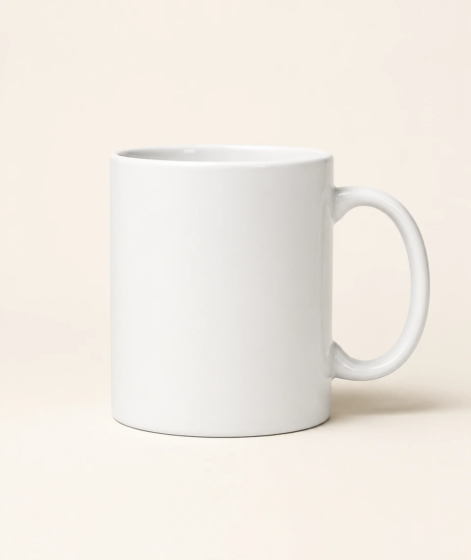Mug Keramik Putih Custom Nama & Logo – Diameter 8 cm